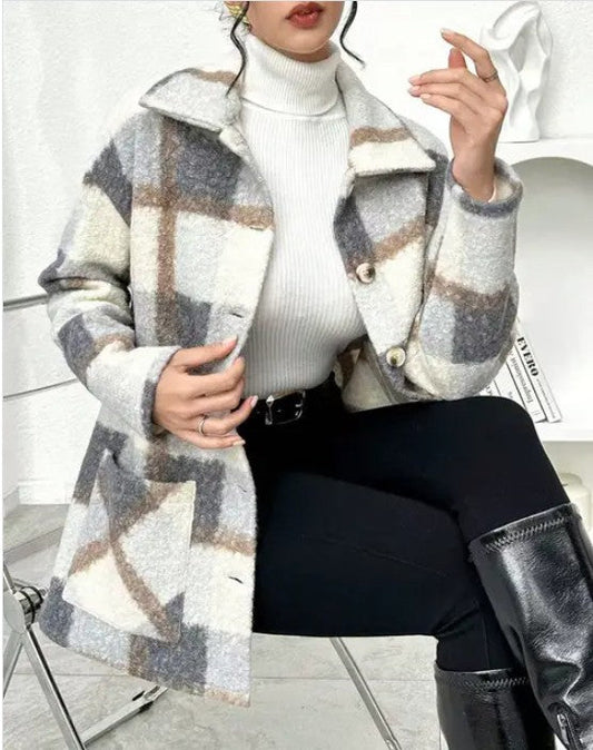 Plaid Woolen Coat
