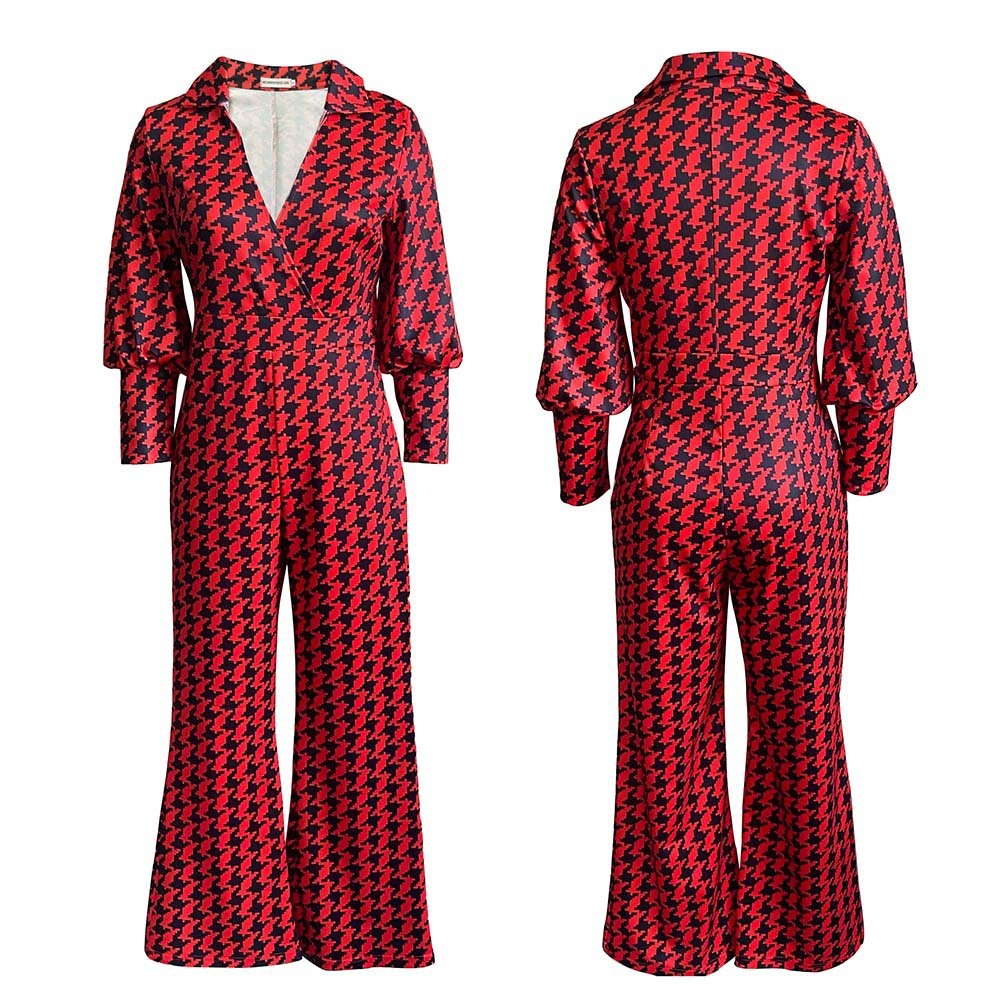 Loose Elastic V-neck Straight High Waist Jumpsuit