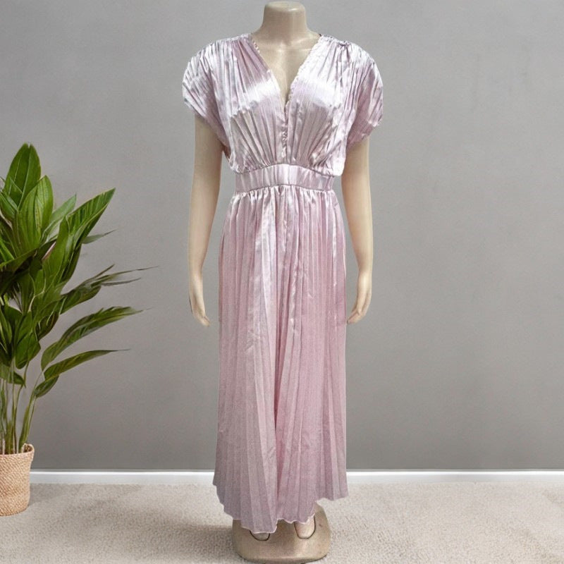 V-neck Satin Dress
