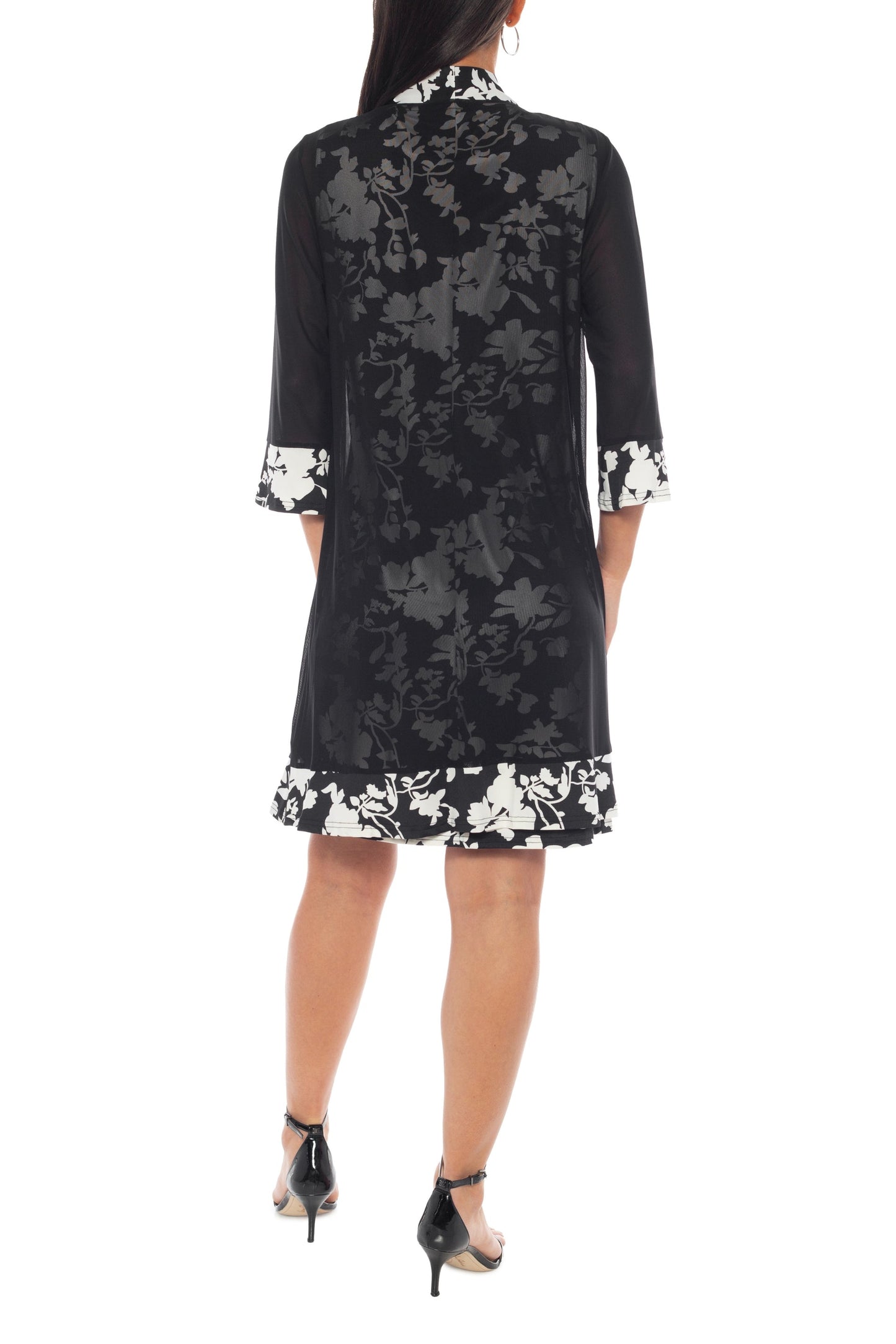 Marina Round Neckline Sleeveless Floral Top With Sheer Jacket