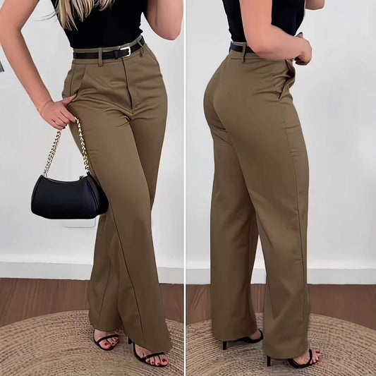 Women's Solid-Colored Casual Loose Wide-Leg Pants