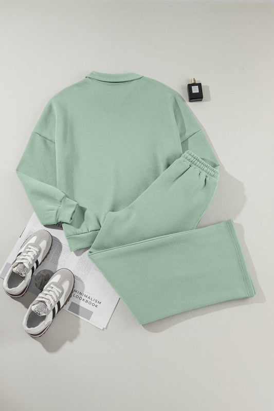 Solid Zip-Up Jacket and Drawstring Pants Set