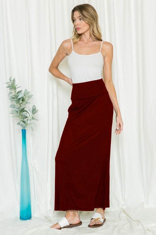 High Waist Jersey Skirt with Side Pockets