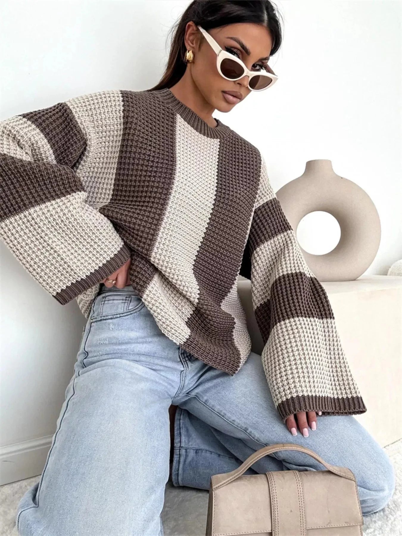 Color Block Long Sleeve Sweater