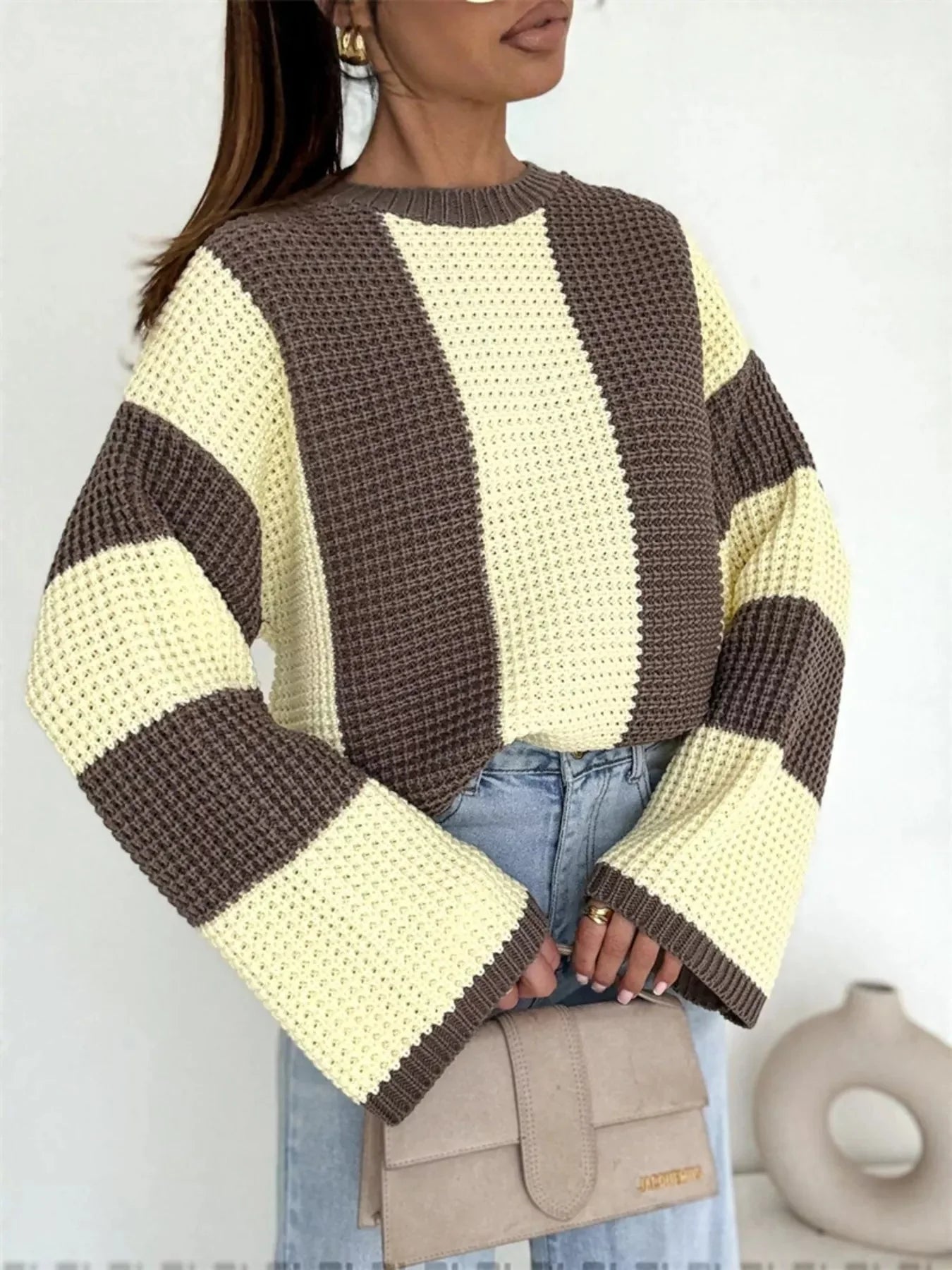 Color Block Long Sleeve Sweater