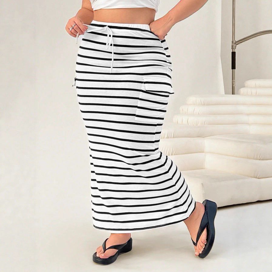 Knitted Simple Pocket Slim-fit Hip Skirt