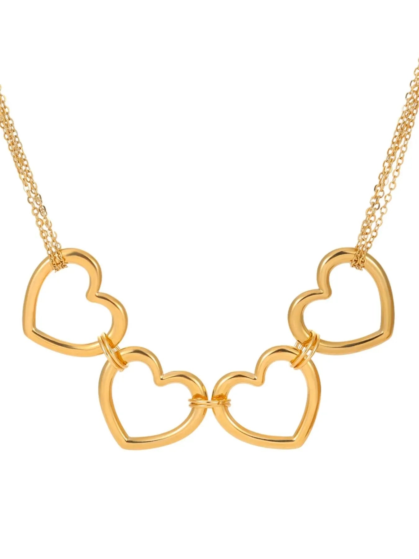 18K Gold-Plated Linked Heart Statement Necklace