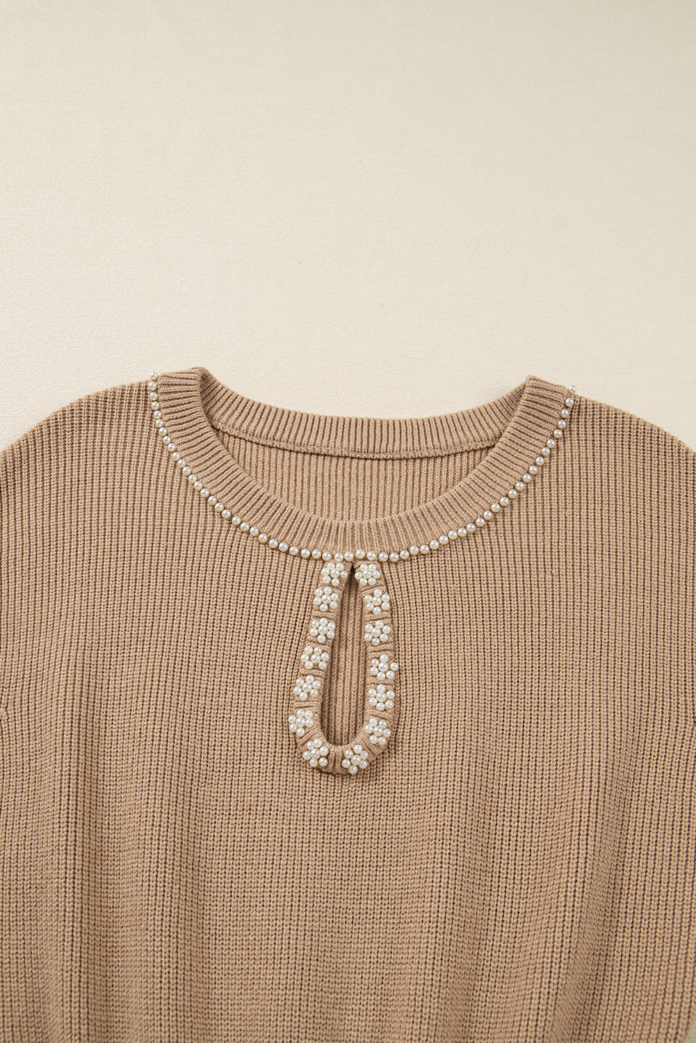 Zariah Embellished Keyhole Ribbed Sweater