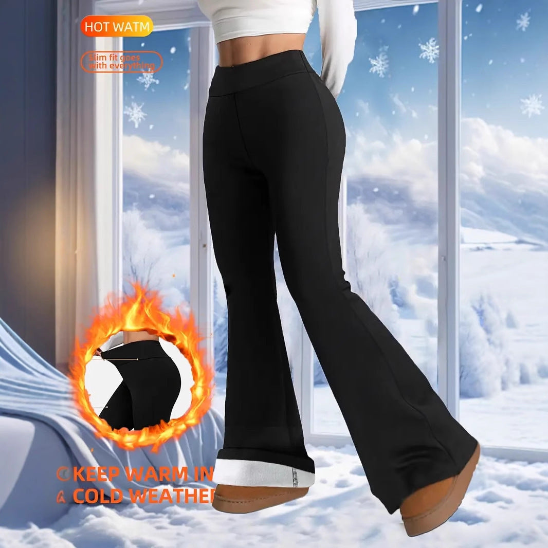Women's High Waist Flared Pants Belly Contracting And Hip Lifting Thickened Casual Pants