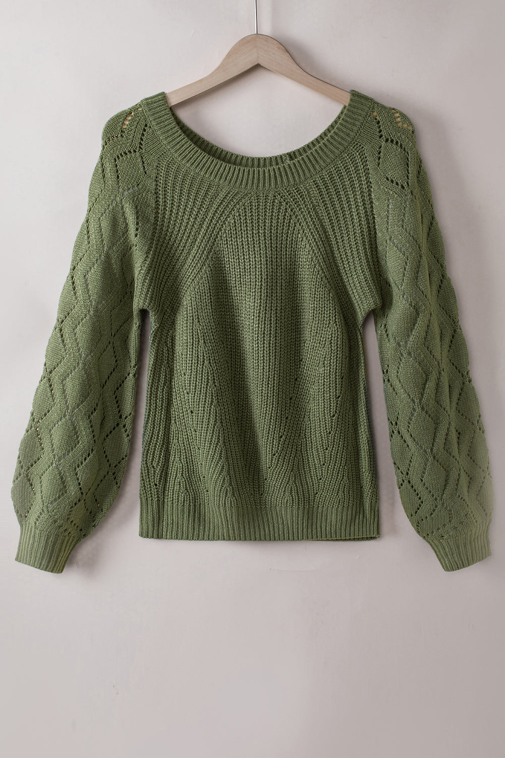 Lia Hollow-out Puffy Sleeve Knit Sweater