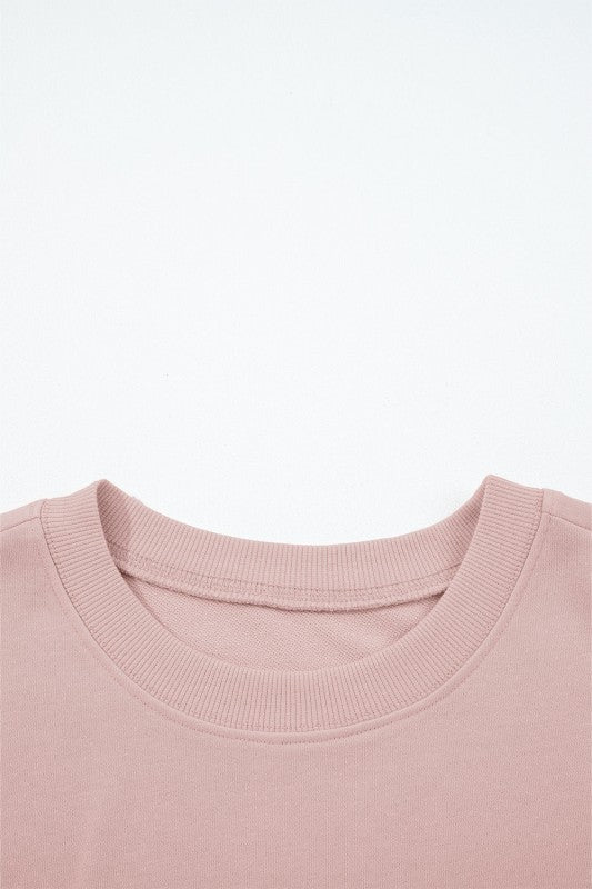 Solid Puff Sleeve Top and Drawstring Pants Set