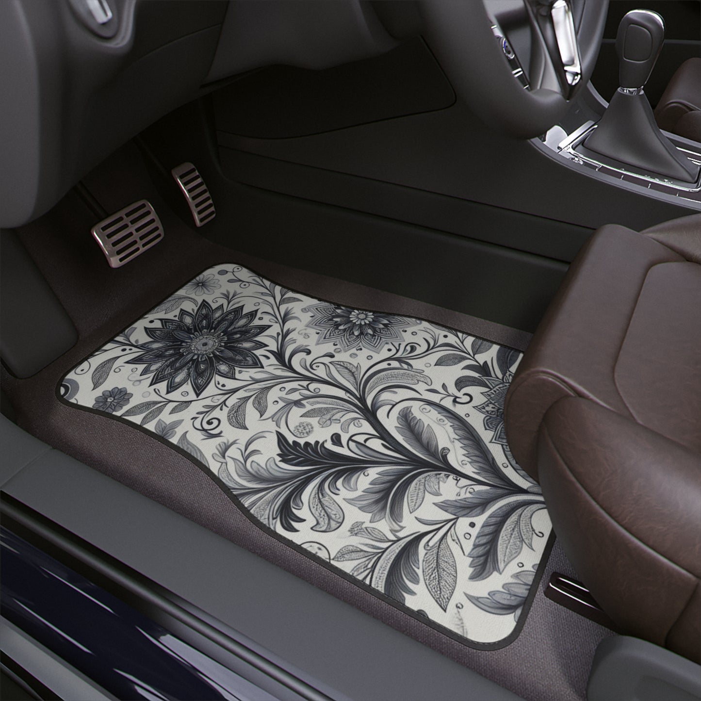 Floral Car Floor Mats, Elegant Auto Accessories, Flower Print Mats, Car Decor, Gift for Car Lovers, Home Decor