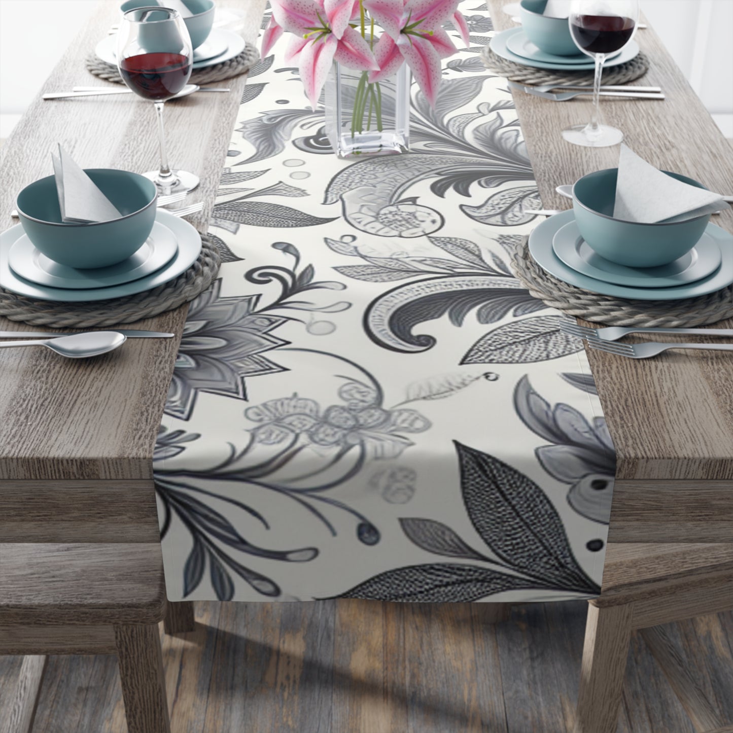 Elegant Floral Table Runner for Home Décor, Dining, Weddings, Parties, Outdoor Events, Gift Idea
