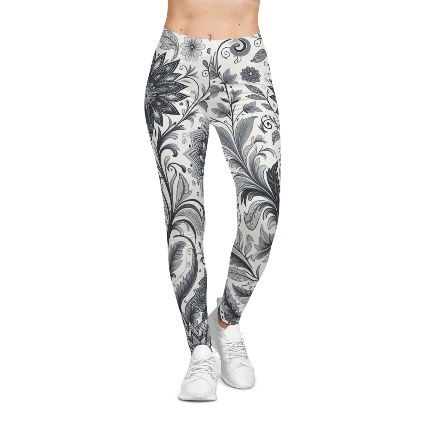 Floral Print Leggings for Women, Stretchy Athleisure Pants, Gym Wear, Casual Outfit, Everyday Style