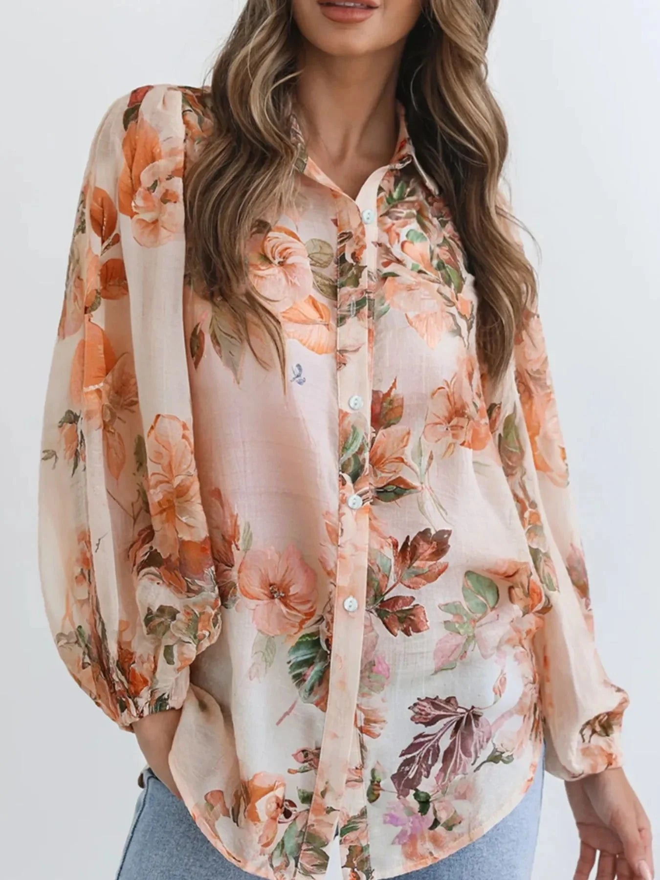 Women's Floral Button Up Blouse