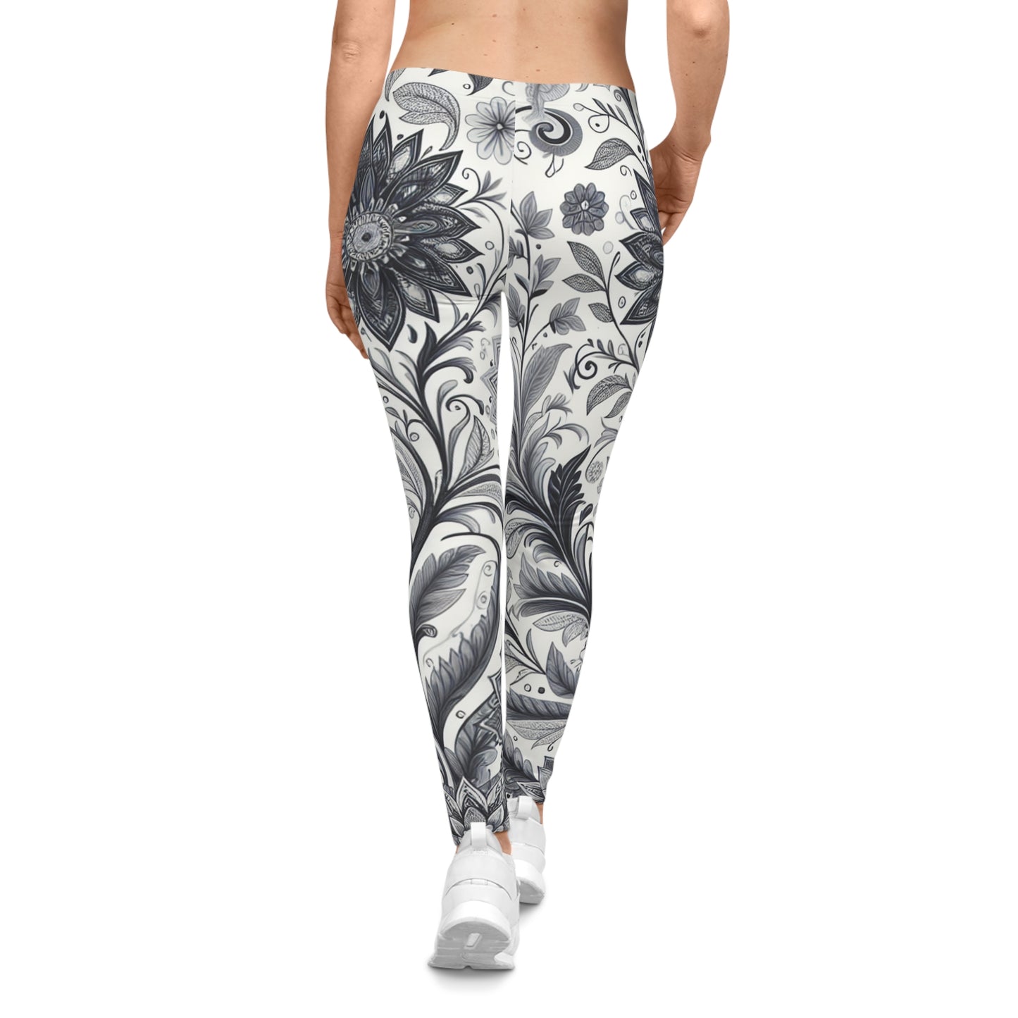 Floral Print Leggings for Women, Stretchy Athleisure Pants, Gym Wear, Casual Outfit, Everyday Style