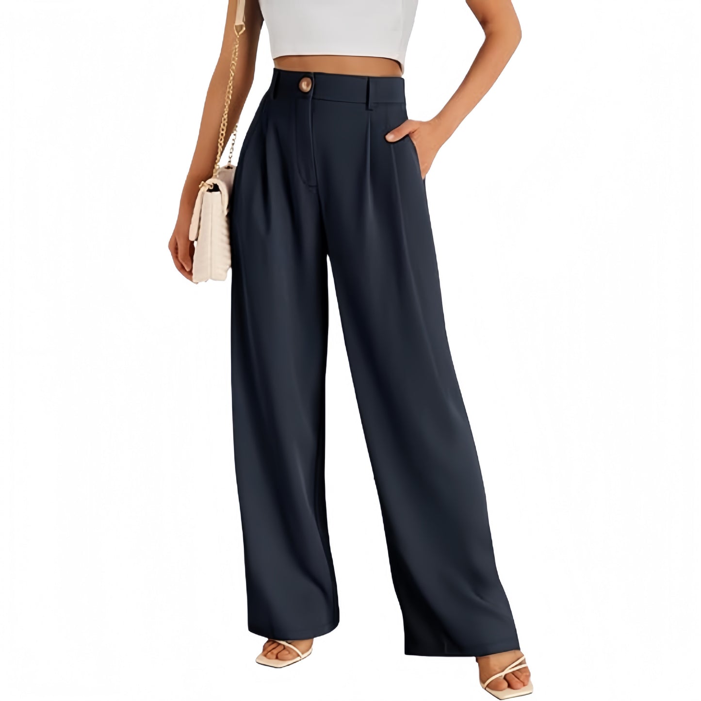 New European And American Style Pocket Dress Pants Wide-leg Formal Trousers