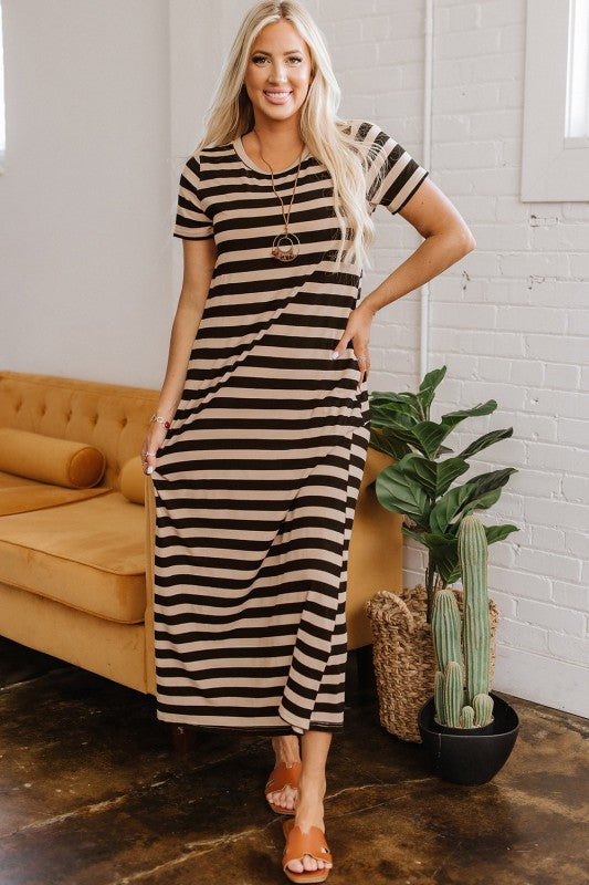 Meilani Stripe T-shirt Maxi Dress