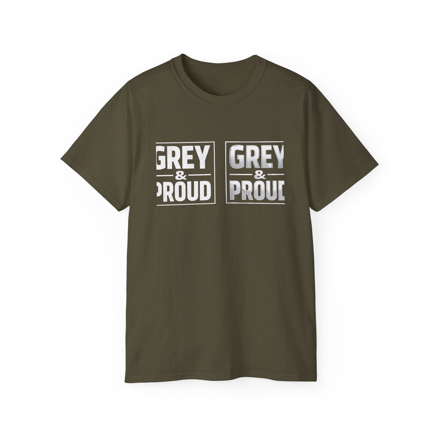 Grey & Proud T-Shirt — Retro Block Letter Pride Tee