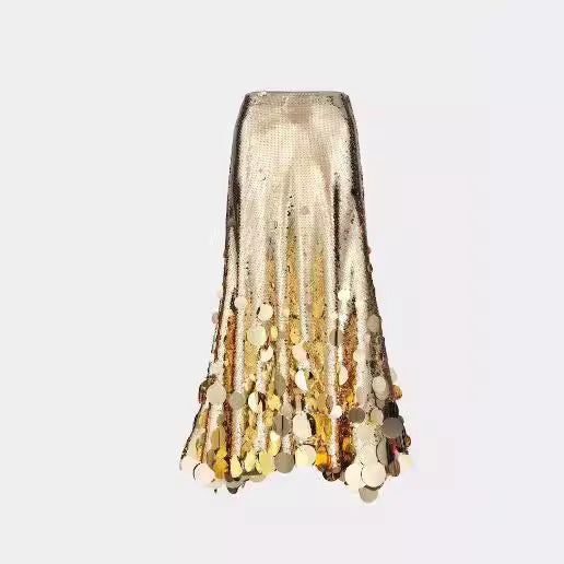 Spring New Party Fashion Plus Size Gongda Sequins Glitter Skirt