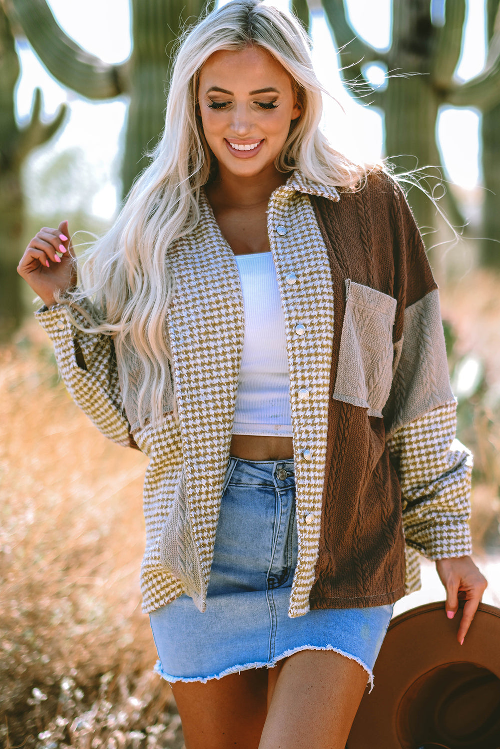 Luna Houndstooth Loose Shacket