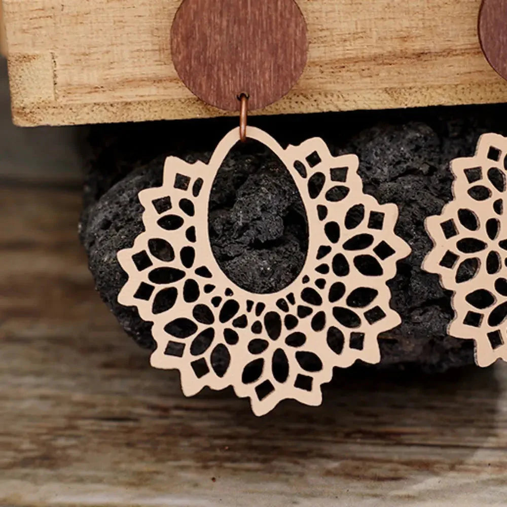 Boho Mandala Geometric Cutout Dangle Earrings