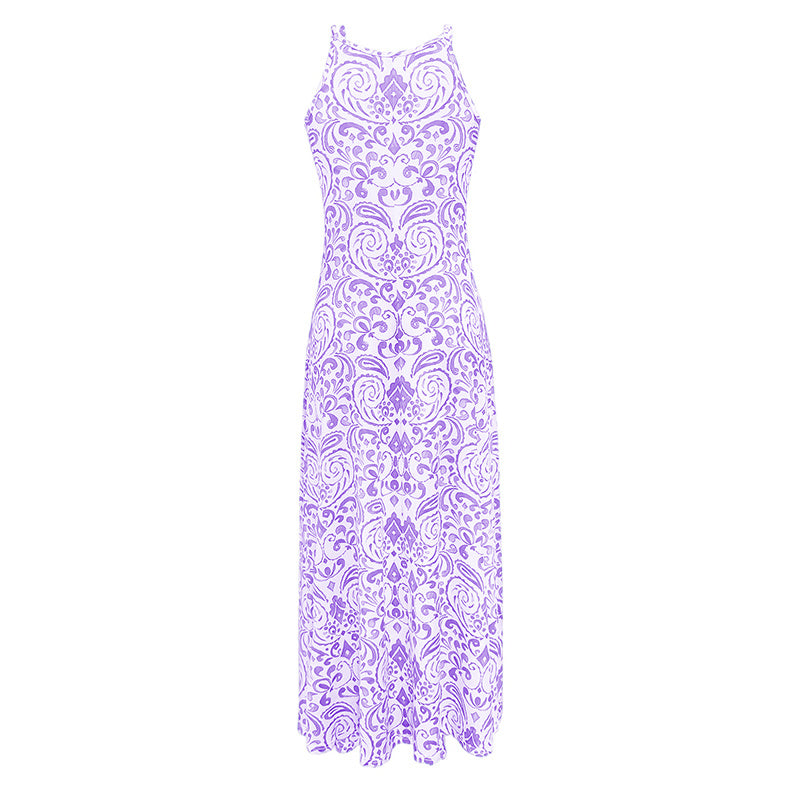 Womens Summer Halter Dress Casual Loose Boho Floral Sundresses Flowy Beach Vacation Outfits