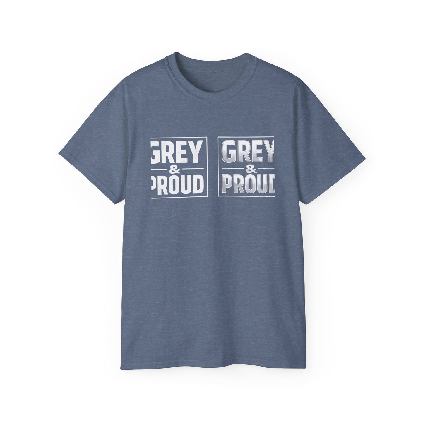 Grey & Proud T-Shirt — Retro Block Letter Pride Tee