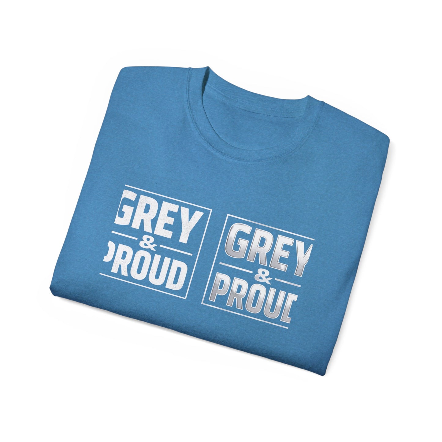 Grey & Proud T-Shirt — Retro Block Letter Pride Tee