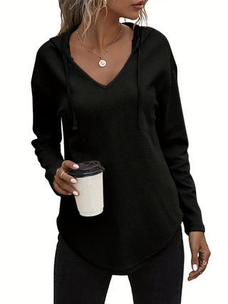 Women's Hoodie With Drawstrings V-neck Plus Size Sweater