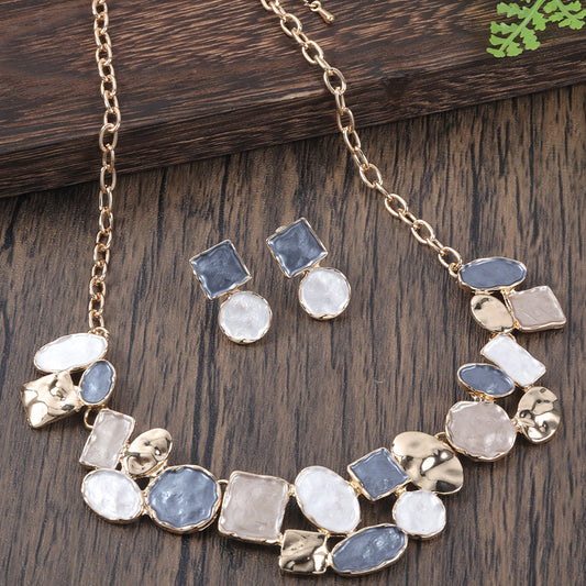Oil Dripping Enamel Color Zinc Alloy Irregular Geometry Advanced Elegant Wild Earrings Necklace