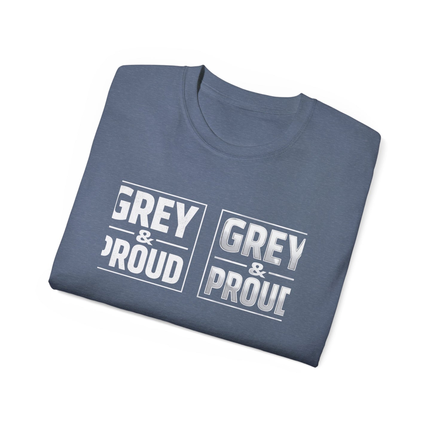 Grey & Proud T-Shirt — Retro Block Letter Pride Tee