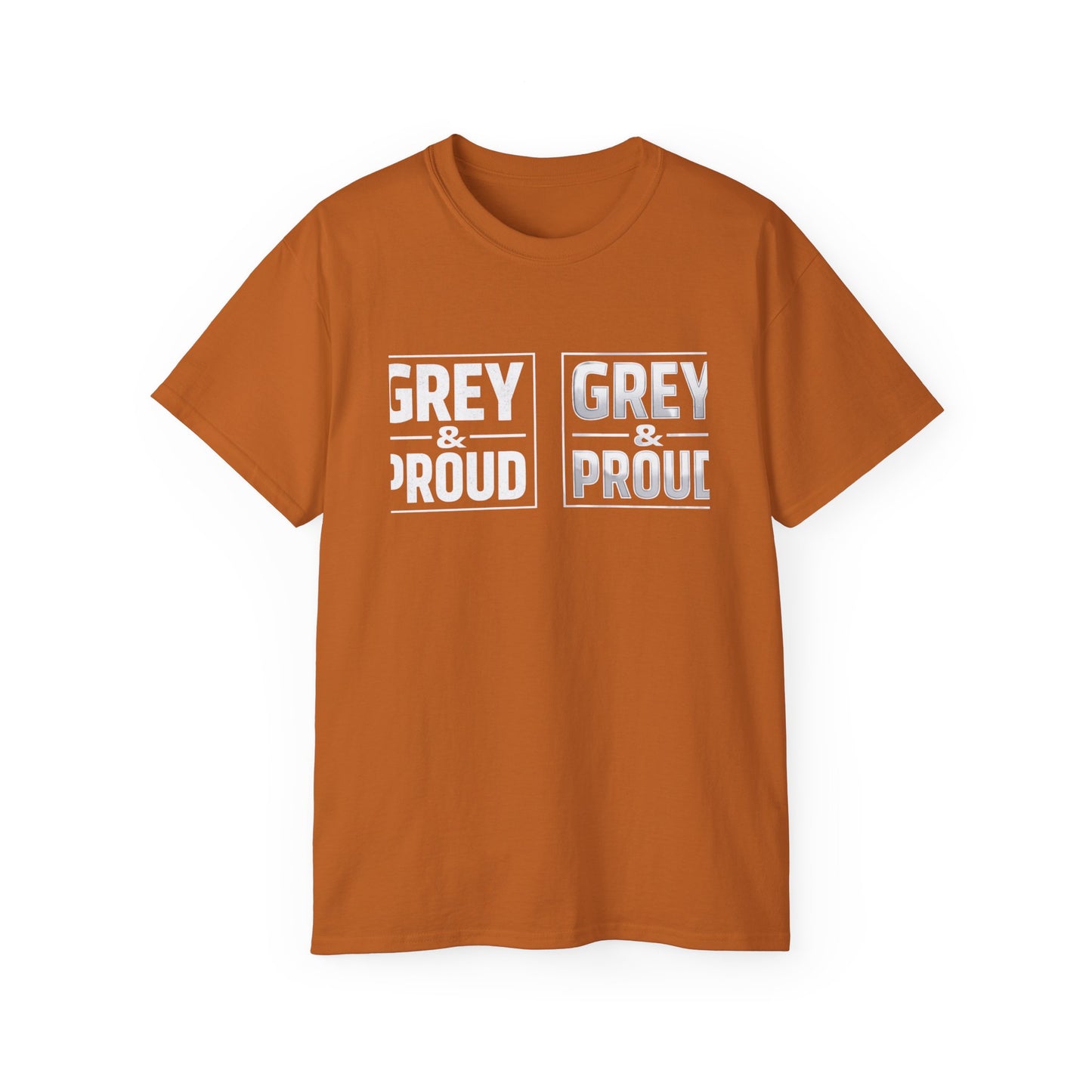 Grey & Proud T-Shirt — Retro Block Letter Pride Tee