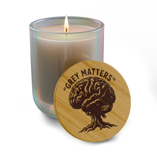 Engraved 'Grey Matters' 14oz Scented Soy Candle — Aromatherapy Gift Candle