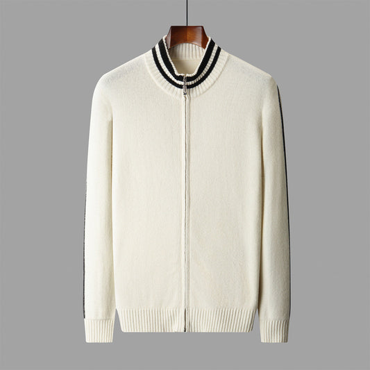 Men's Half-high Collar Knitted Slim-fitting All-matching Striped Sweater