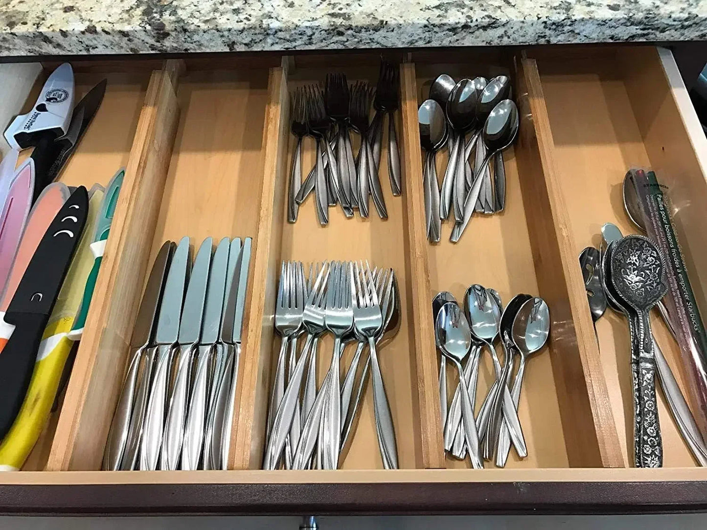 Bamboo Expandable Strip Bamboo Drawer Partition Expandable Drawer Partition Convenient Bamboo Divider Drawer Organization