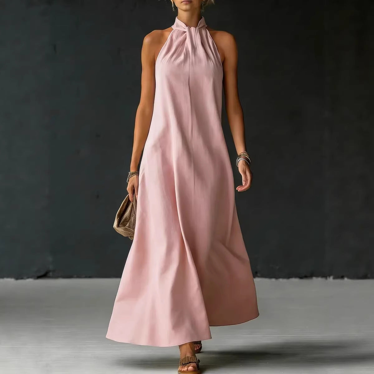 Women's Off-Shoulder Sleeveless Cross-Strap Dress