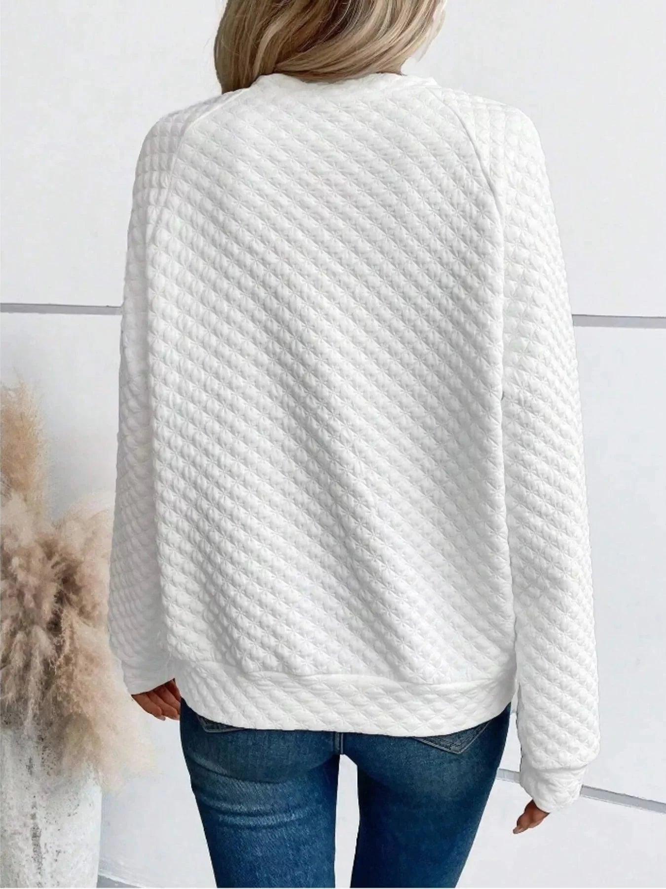 Notched Raglan Sleeve Sweatshirt