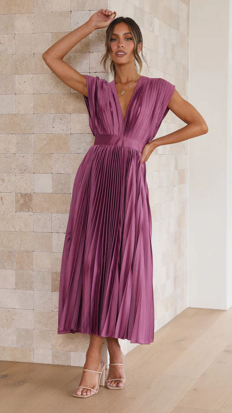 Elegant Pleated Casual Loose Zip Sleeveless Dress