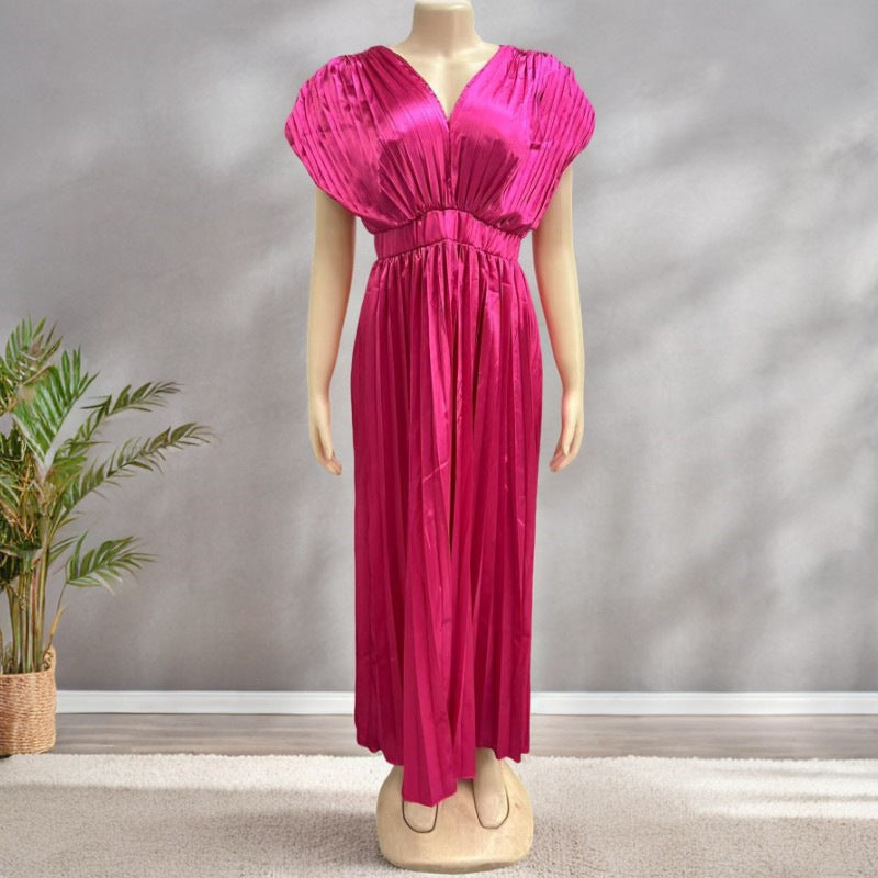 V-neck Satin Dress