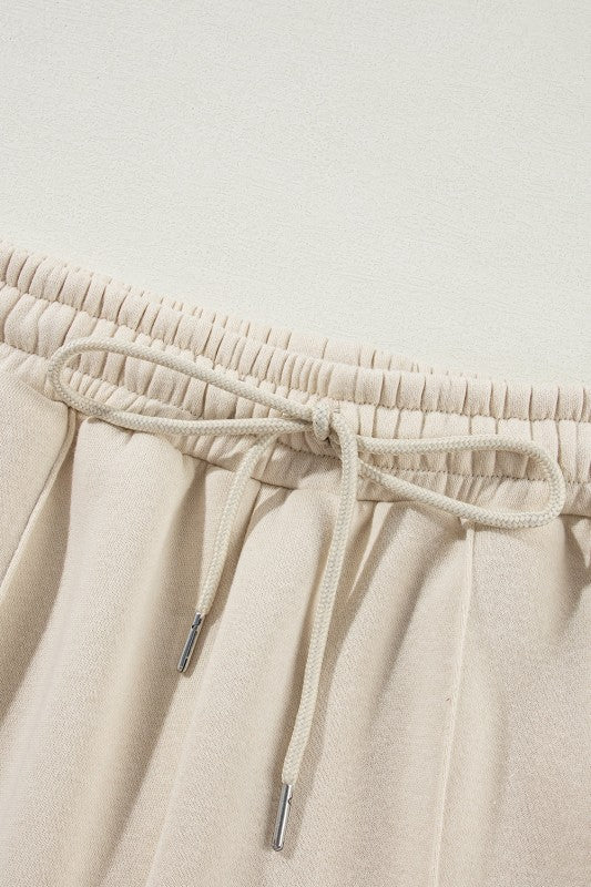 Solid Zip-Up Jacket and Drawstring Pants Set