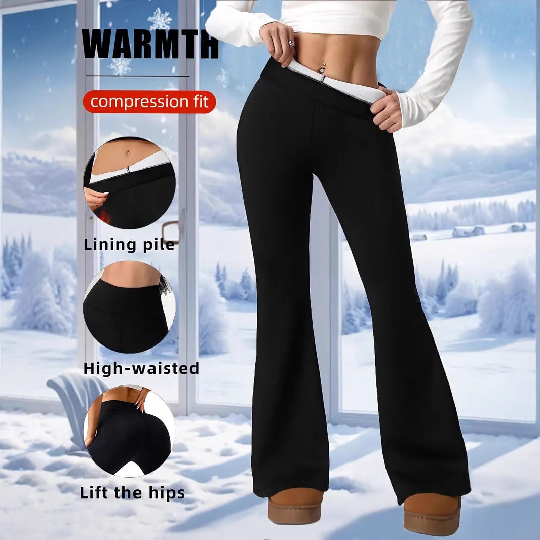 Women's High Waist Flared Pants Belly Contracting And Hip Lifting Thickened Casual Pants