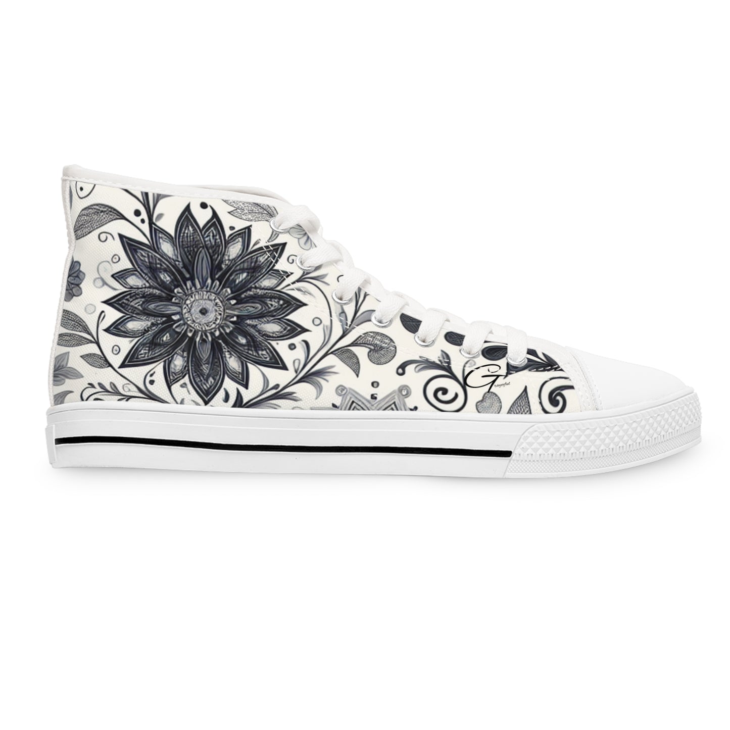 Elegant Floral Women's High Top Sneakers | Stylish Footwear for All Occasions, Casual Wear, Unique Gifts, Trendy Sneakers, Fashion Footwear