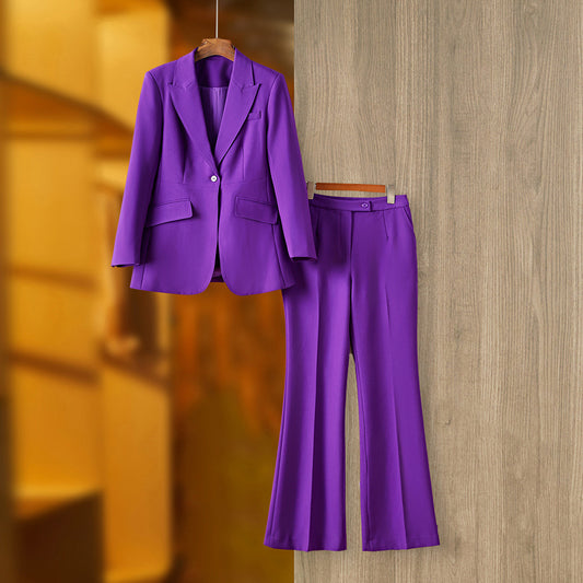 New Light-Luxury High-End Casual Professional Suit Jacket And Flared Pants Two-Piece Set