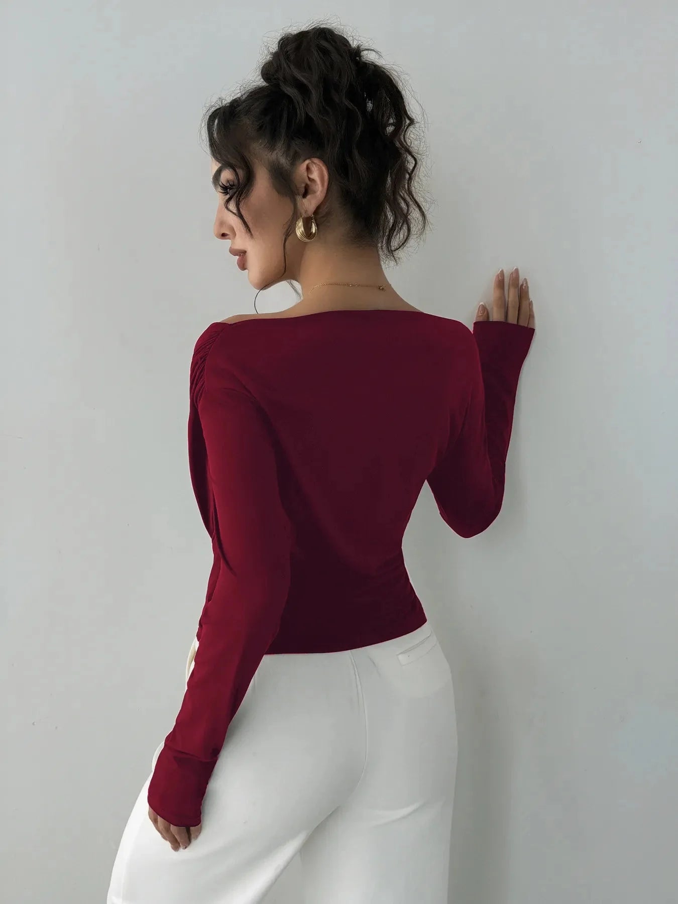 Long Sleeve Asymmetrical Blouse