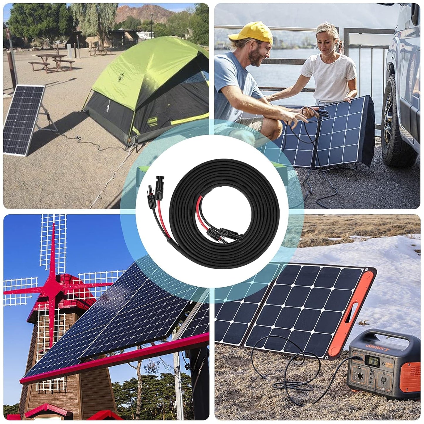 Geosiry 10AWG Solar Extension Cable – 30ft (1 Red + 1 Black)