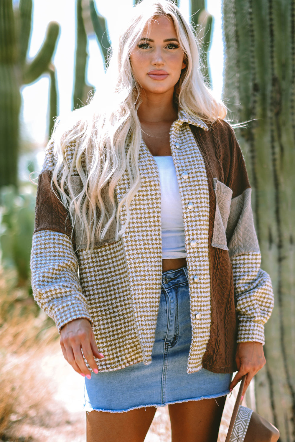 Luna Houndstooth Loose Shacket