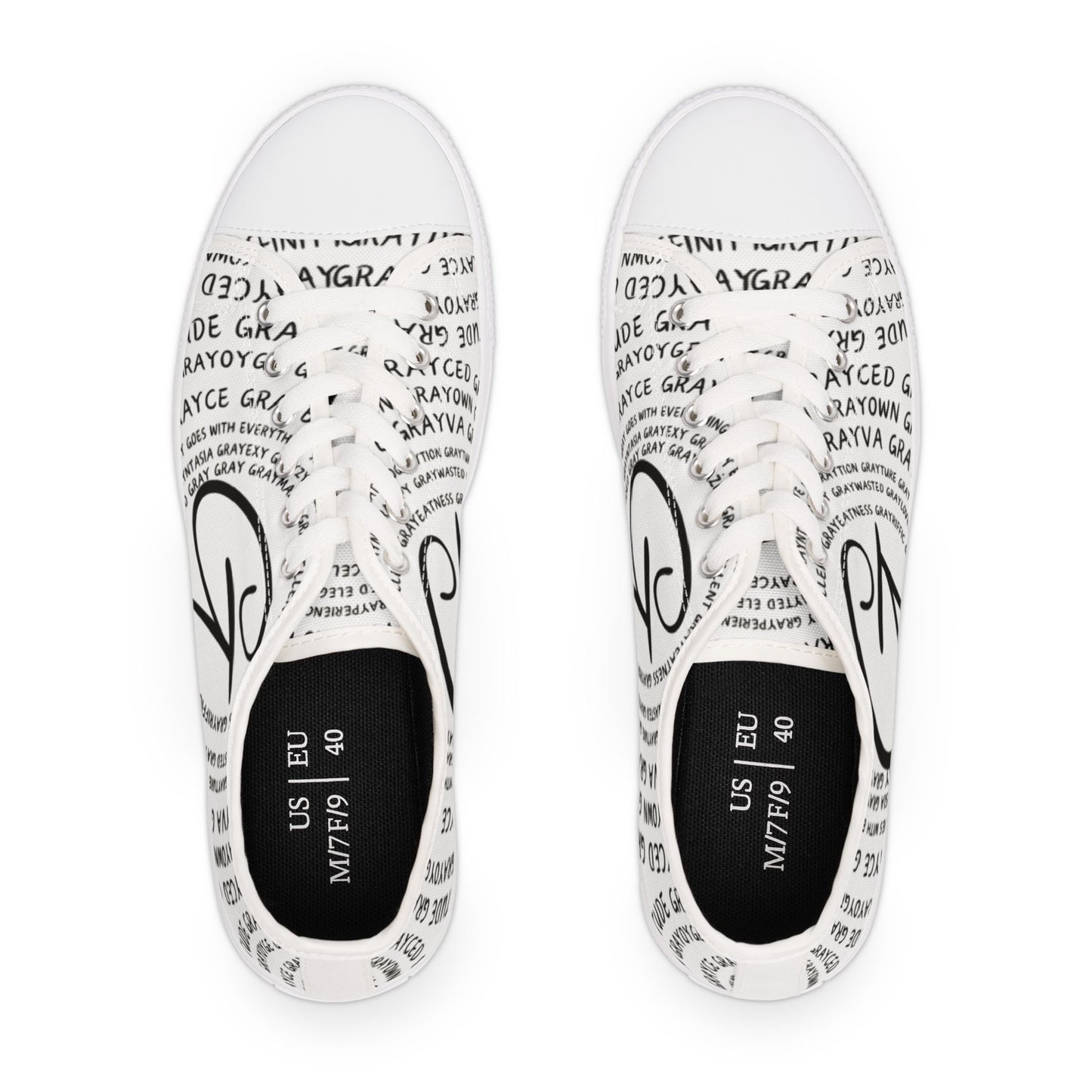 Stylish Women's Low Top Sneakers with Trendy Text Design, Casual Sneakers for Everyday Wear, Gift for Fashion Lovers, Holiday Shoes
