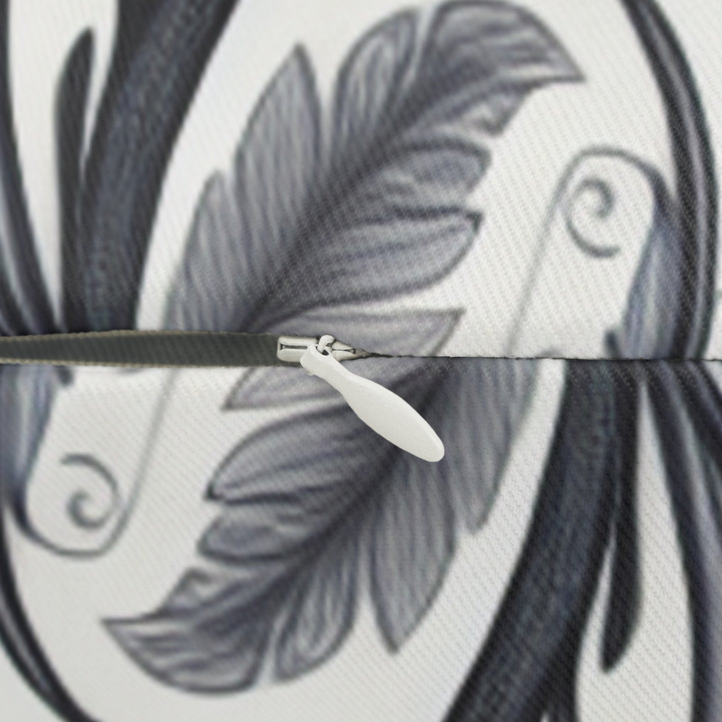 Floral Scroll Lumbar Pillow — Black & White Decorative Accent