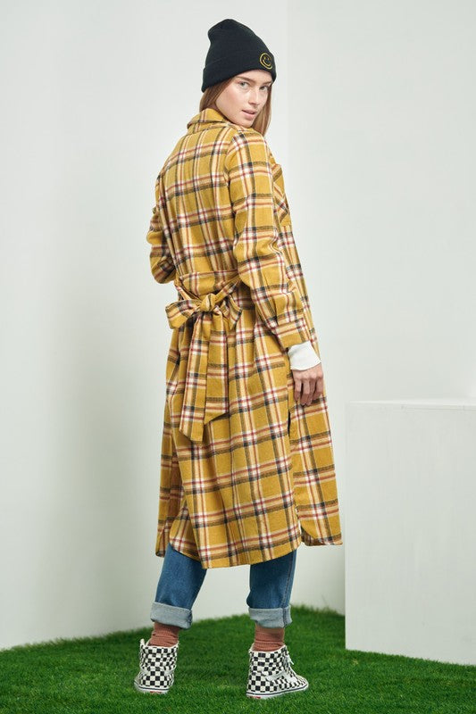 Jade by Jane Plaid Print Collar Long Shirt Dress